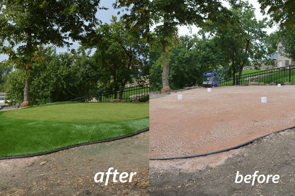 Austin backyard putting green before and after